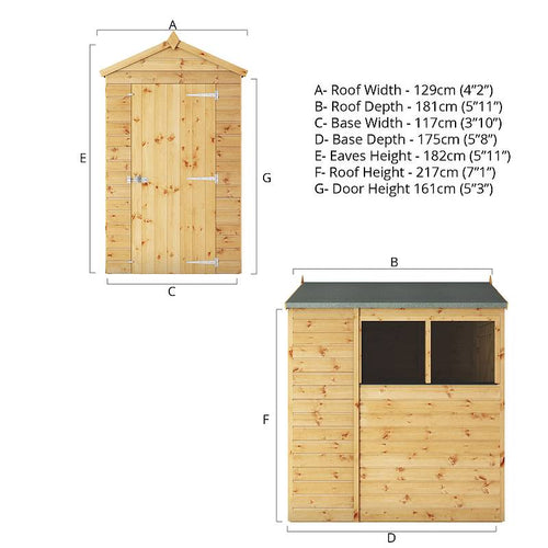 Shiplap Apex Single Door Wooden Shed