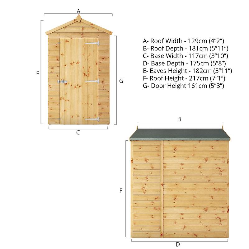 Shiplap Apex Single Door Wooden Shed