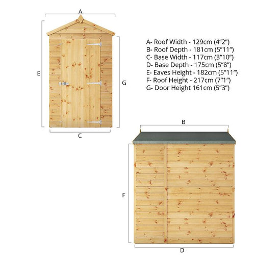 Shiplap Apex Single Door Wooden Shed