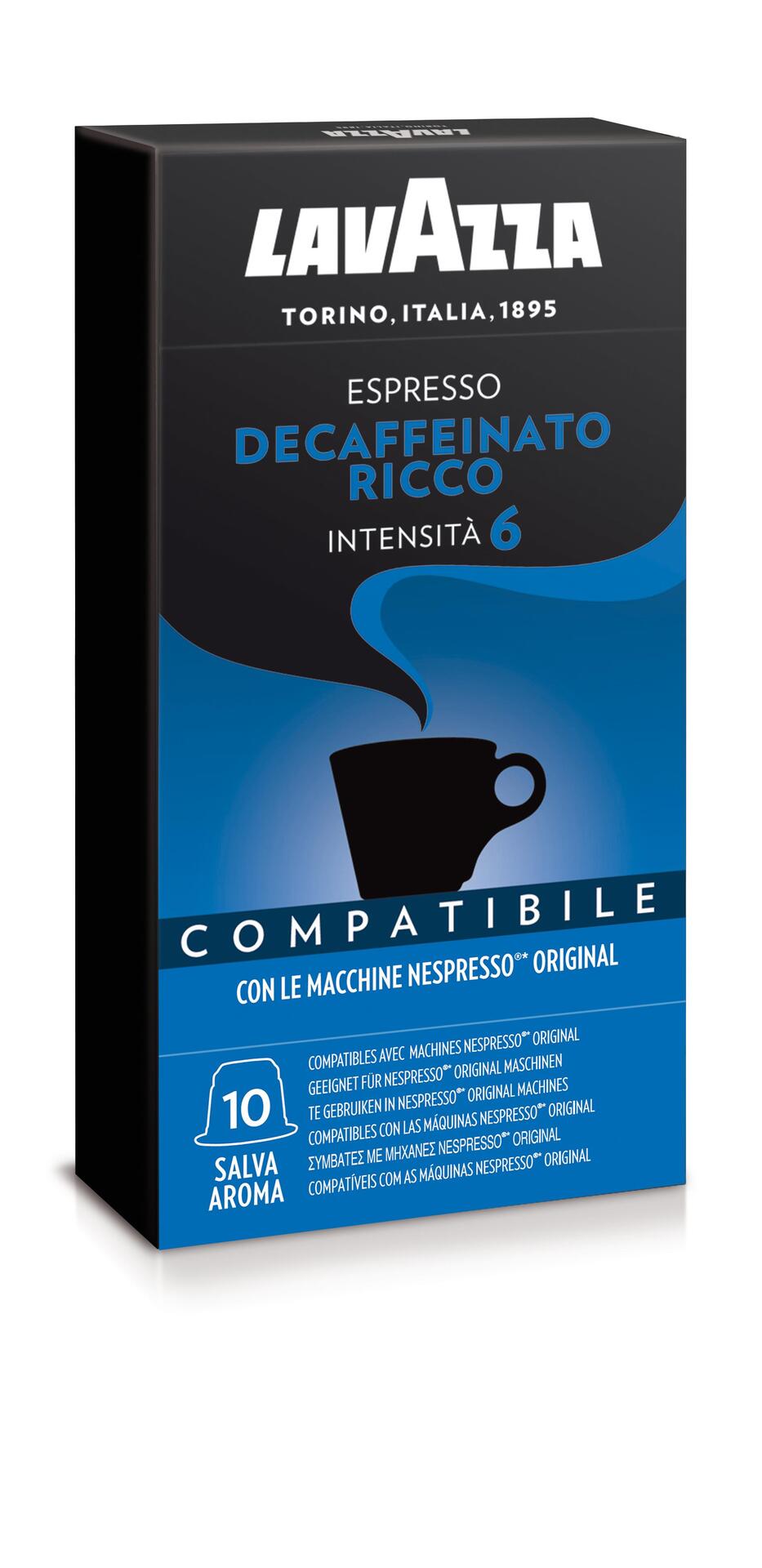 Lavazza Decaffeinato Ricco - Nespresso съвместими капсули - 10 броя